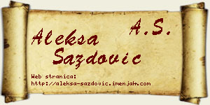 Aleksa Sazdović vizit kartica